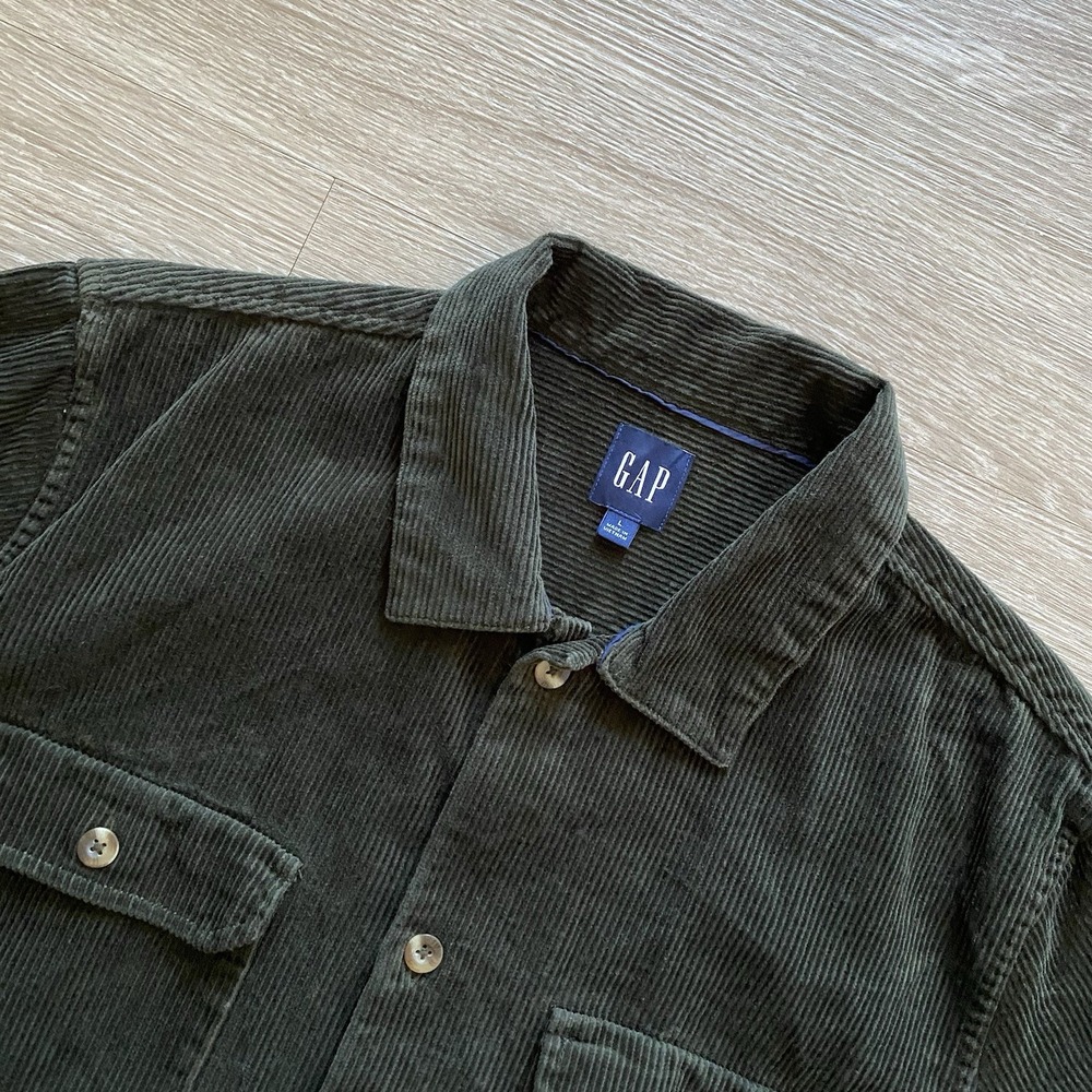 Gap Heavyweight Corduroy Overshirt Men's L Forest Green Classic Cotton Heritage